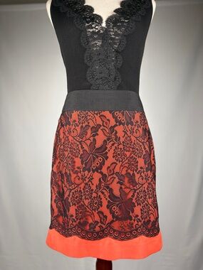The Limited Neon Orange Lace Overlay Mini Skirt Size 6